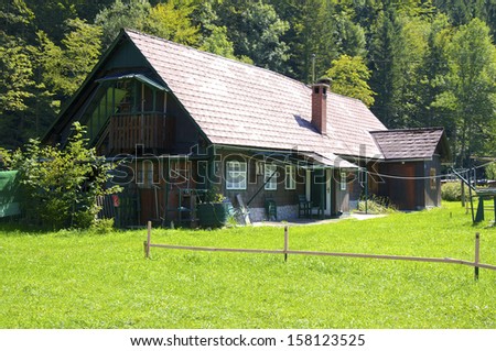 Frame house in the village Brunnbach at Grossraming in Upper Austria. Here is one of the largest forest areas of Austria