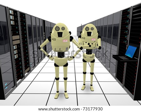 Robots guarding computers