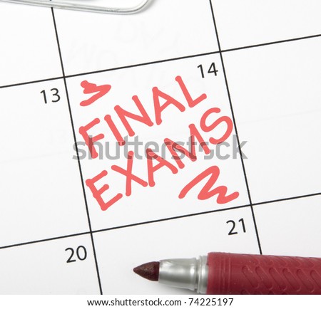 Calendar reminder, final exams