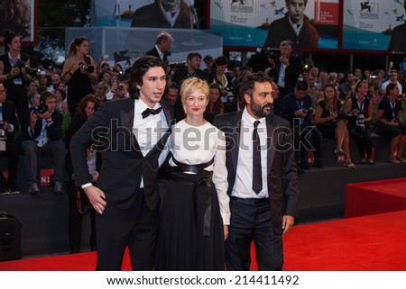 VENICE, ITALY - AUGUST 31: Actors Adam Driver, Alba Rohrwacher and director Saverio Costanzo attends the \'Hungry Hearts\' premiere during the 71 Venice Film Festival on August 31, 2014 in Venice, Italy