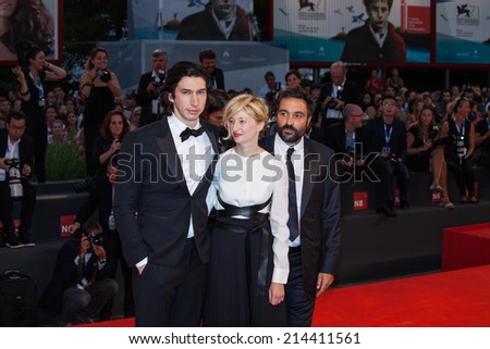 VENICE, ITALY - AUGUST 31: Actors Adam Driver, Alba Rohrwacher and director Saverio Costanzo attends the \'Hungry Hearts\' premiere during the 71 Venice Film Festival on August 31, 2014 in Venice, Italy