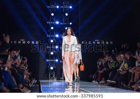 27 September, 2015 -Milan, Italy - A model walks the runway during the John Richmond Ready to Wear fashion show as part of Milan Fashion Week Spring/Summer 2016