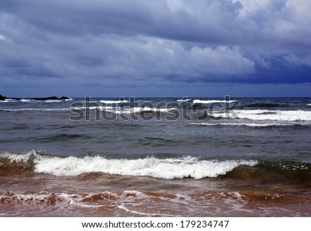 Beautiful background of  tropic ocean beach and  wave line from on yellow tropic ocean beach