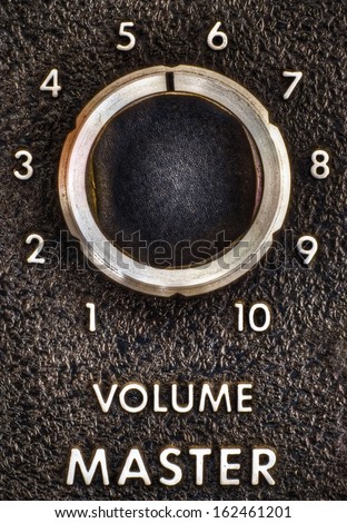 Close Up Of A Vintage Music Amplifier Master Volume Knob