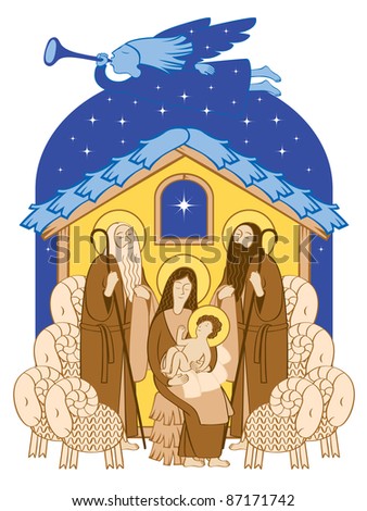 Adoration of the Magi. Mary and Jesus