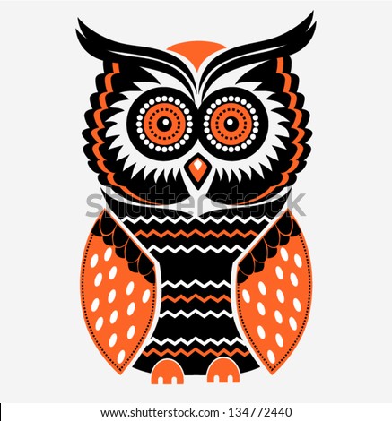 Decorative Vector Owl - stock vector