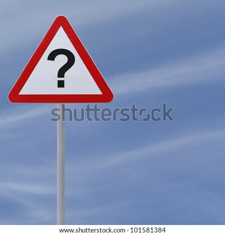 Road warning sign with a question mark