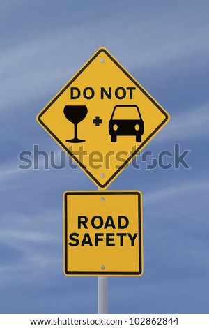 Modified road safety sign on the danger of drinking and driving