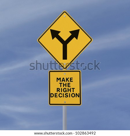 Conceptual road sign on decision making