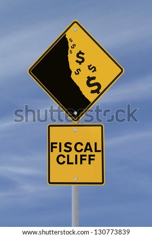 A modified road sign showing the dollar currency falling off a cliff