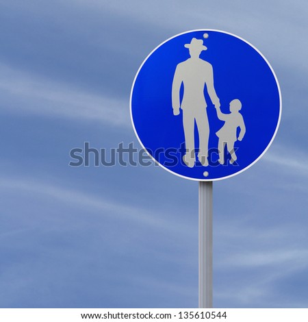 An actual European road sign indicating a footpath for pedestrians only