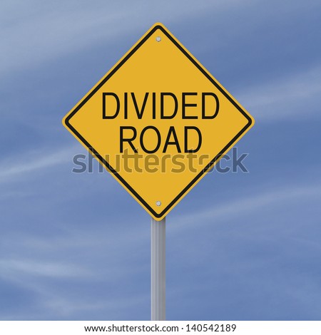 A road sign indicating a Divided Road