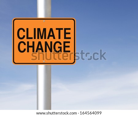 A road sign warning of climate change ahead