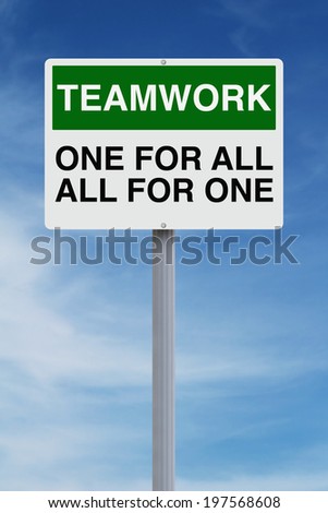 Conceptual road sign on teamwork