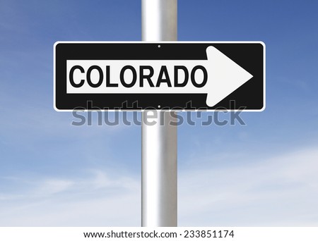 A modified one way sign indicating Colorado (USA)