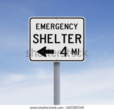 A road sign indicating Emergency Shelter