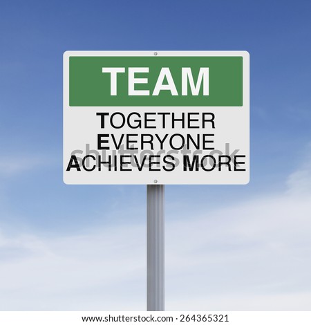 Conceptual road sign on teamwork