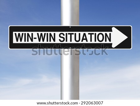 Modified road sign indicating Win-Win Situation