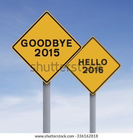 Modified road signs with a new year concept