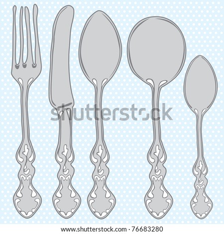 Hand drawn cutlery set. A vector hand drawn effect illustration of a set of a cutlery set.