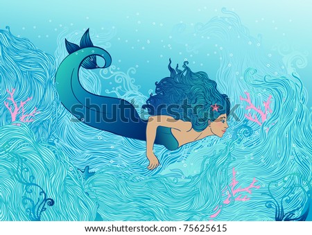 mermaid girl drawing