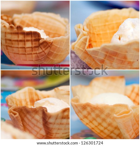 ice cream in a waffle bowl