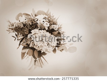 beautiful flowers made with Sepia filters. Old postcard, design in grunge and retro