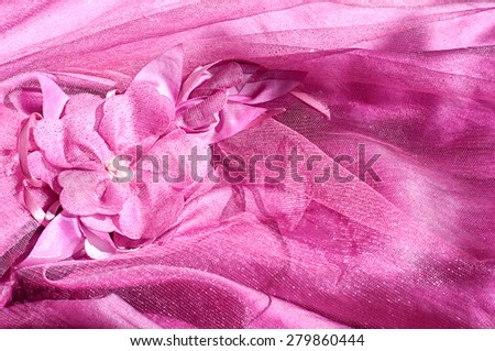 Glamour pink delicate fabric background with flower fabric