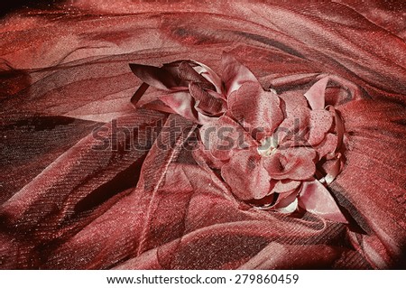 Glamour red delicate fabric background with flower fabric
