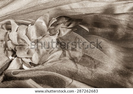 Glamour sepia delicate fabric background with flower fabric