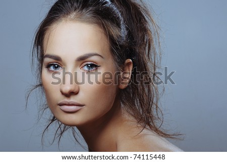 beautiful sport girl with health skin of face