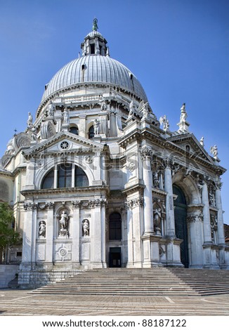 Facade of Santa Maria della Salute church in Venice