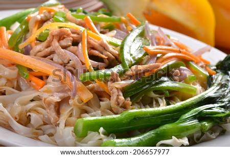 China food style , stir-fried rice noodles
