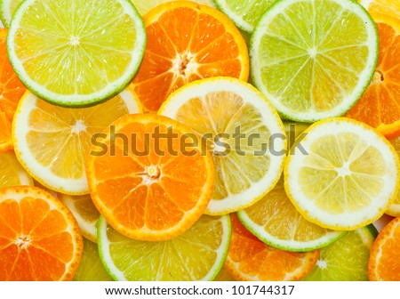 Mixed citrus fruit. Lemon, Lime, Orange