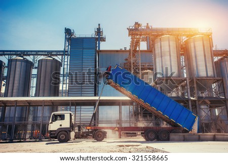 Set of storage tanks cultivated agricultural crops processing plant
