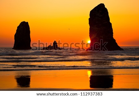 Cannon Beach Sunset, Oregon Coast Northwest USA