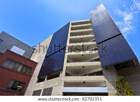 Solar Panels on Energy Efficient, Conserving and Energy Saving Building San Diego, California