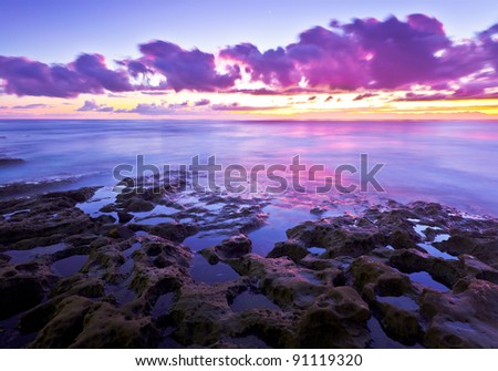 San Diego, California Sunset and Tide Pools at La Jolla Cove