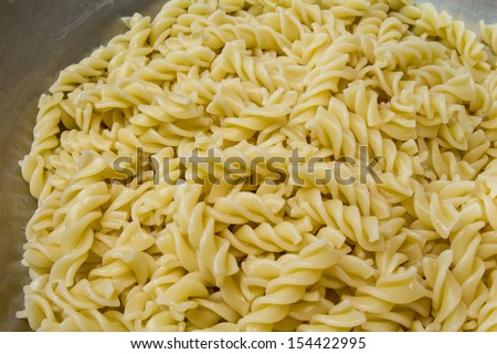 boiled Fusilli pasta, traditional Italian cuisine.