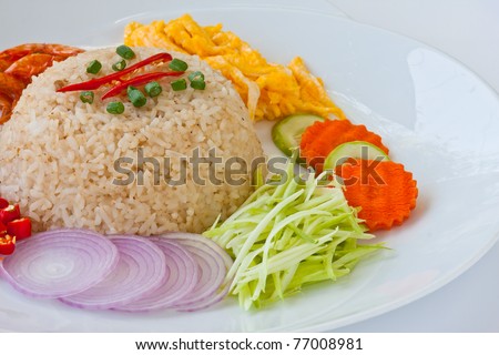shrimp paste friend rice, traditional and modern thai food