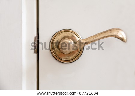 Golden door handle and white door