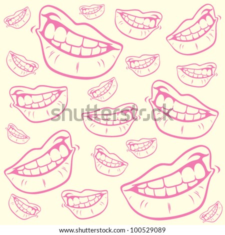 Isolated curled angry lips - seamless vector pattern