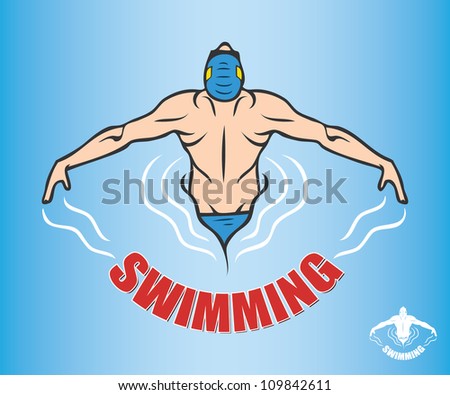 Cartoon Swimmer - Background Label Stock Vector Illustration 109842611