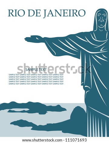 Rio De Janeiro card with Jesus Christ statue - vector illustration