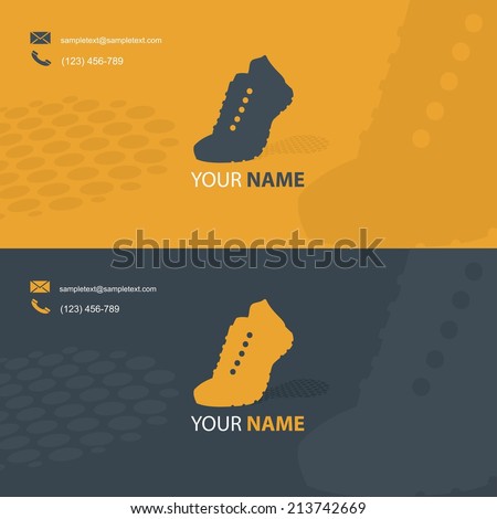 Business card template with sport shoe symbol - vector illustration