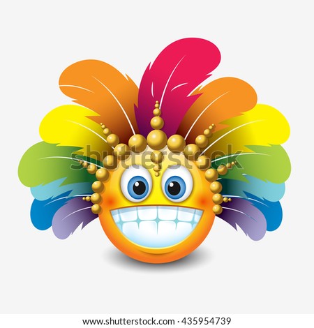 Cute Smiling Grinning Emoticon Showing Teeth Wearing Carnival