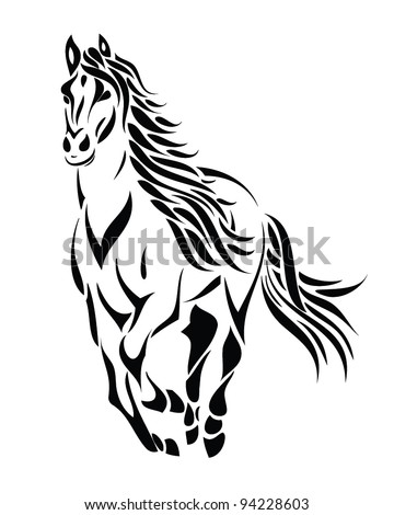 stock vector tribal running horse vector tattoo illustration