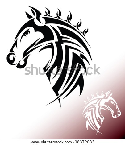 Thoroughbred Tattoos on Stock Vector   Tribal Horse Head Tattoo   Vector Illustration