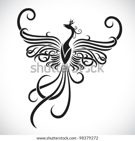stock vector tribal phoenix tattoo vector illustration