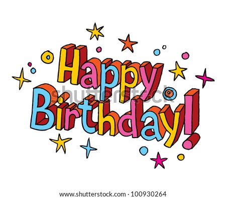 Birthday Cake Cartoon on Happy Birthday Cartoon Text Stock Vector 100930264   Shutterstock